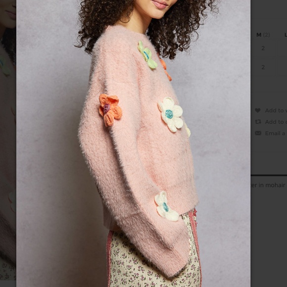POL “ Trixie 2 ” POL Mohair Sweater with 3D Floral Detail 34 - Picture 2 of 3